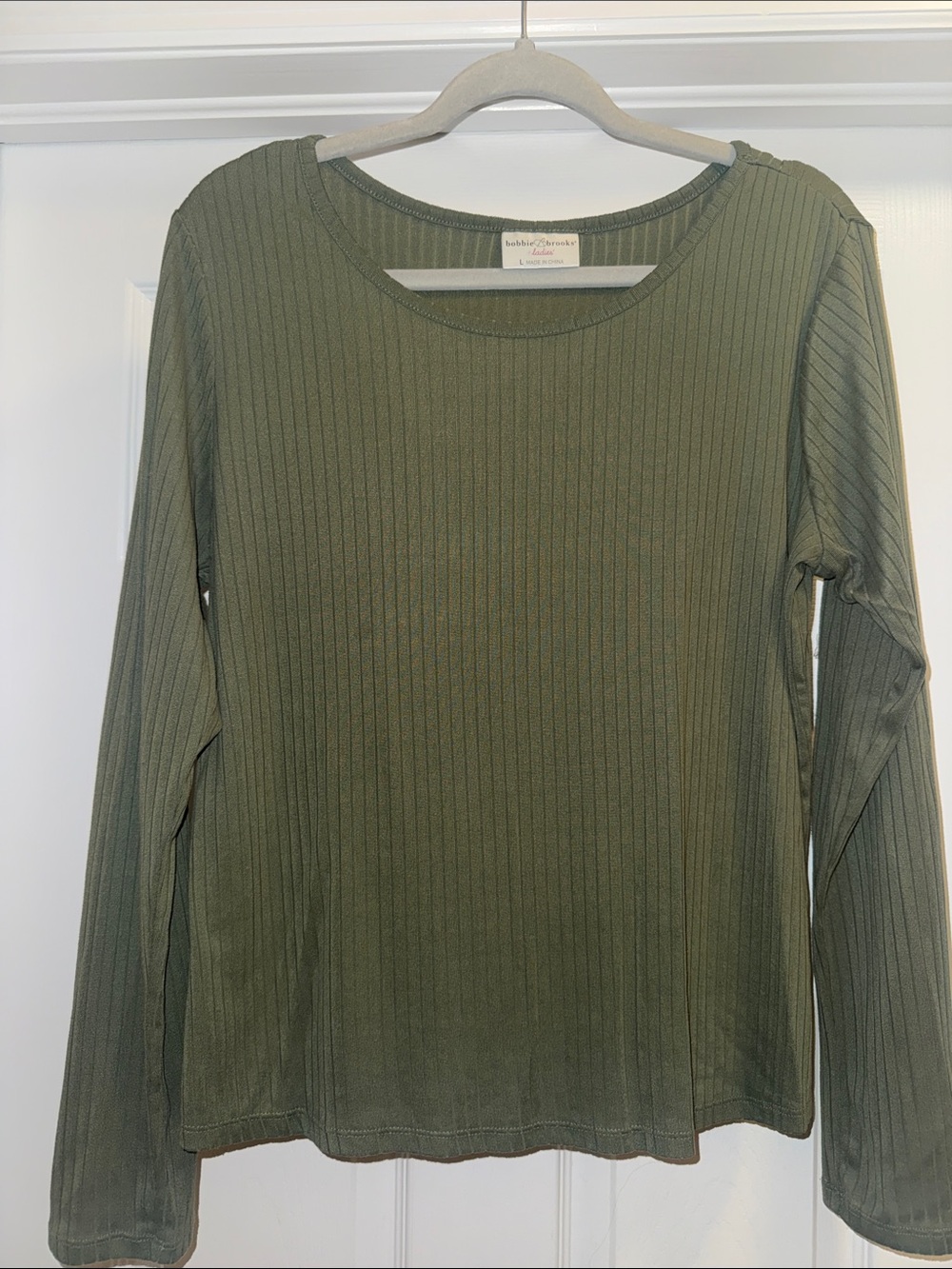 Bobbie Brooks Olive Ribbed Long Sleeve Tee